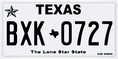 TX license plate BXK0727