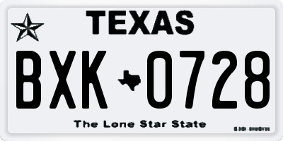 TX license plate BXK0728