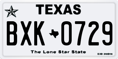 TX license plate BXK0729