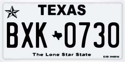 TX license plate BXK0730