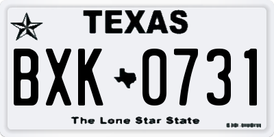TX license plate BXK0731