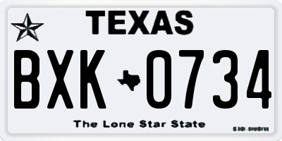 TX license plate BXK0734