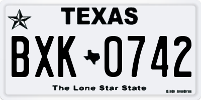 TX license plate BXK0742