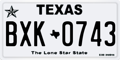 TX license plate BXK0743