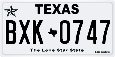 TX license plate BXK0747