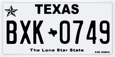 TX license plate BXK0749
