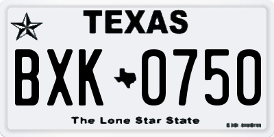 TX license plate BXK0750