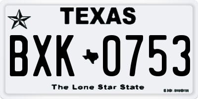 TX license plate BXK0753