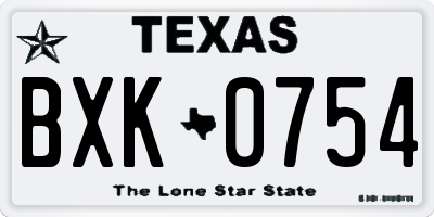 TX license plate BXK0754