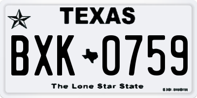TX license plate BXK0759
