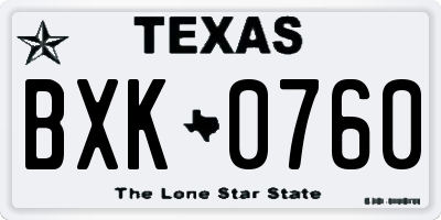 TX license plate BXK0760