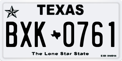TX license plate BXK0761