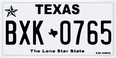 TX license plate BXK0765