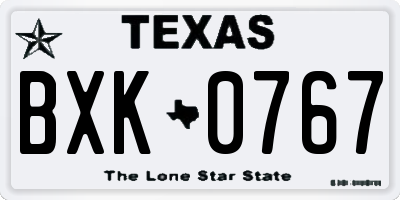 TX license plate BXK0767