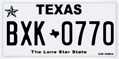 TX license plate BXK0770