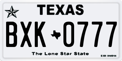 TX license plate BXK0777