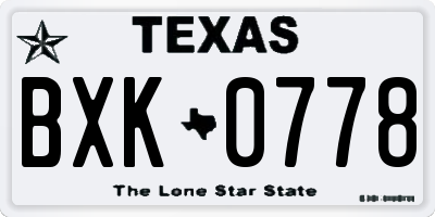 TX license plate BXK0778