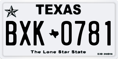 TX license plate BXK0781