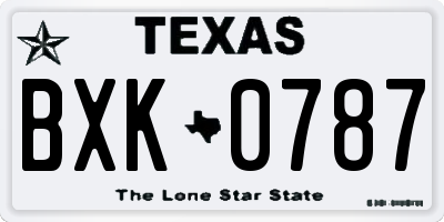 TX license plate BXK0787