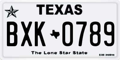 TX license plate BXK0789