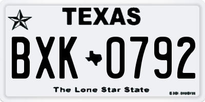 TX license plate BXK0792