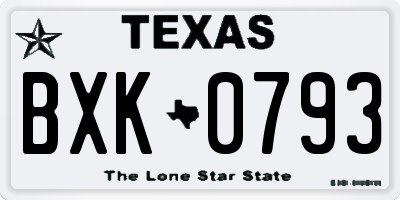 TX license plate BXK0793