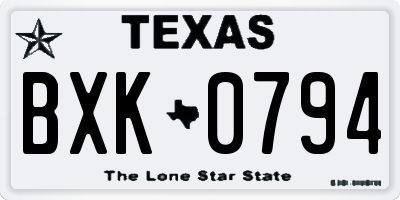 TX license plate BXK0794