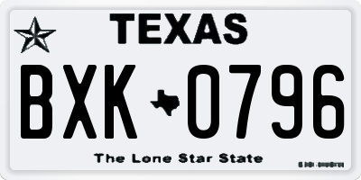 TX license plate BXK0796