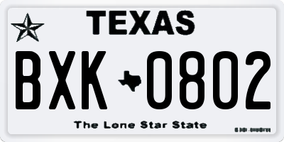 TX license plate BXK0802
