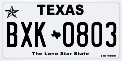 TX license plate BXK0803