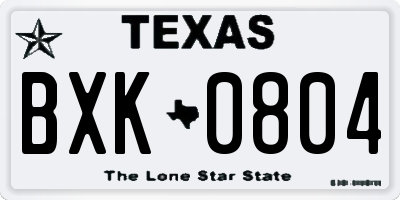 TX license plate BXK0804