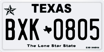TX license plate BXK0805