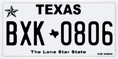TX license plate BXK0806