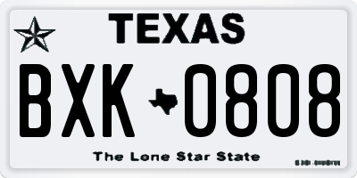 TX license plate BXK0808