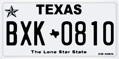TX license plate BXK0810