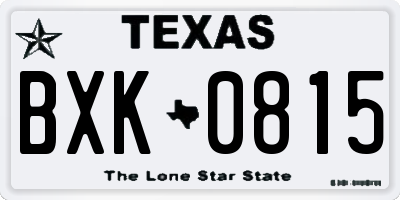 TX license plate BXK0815