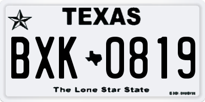 TX license plate BXK0819