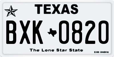TX license plate BXK0820