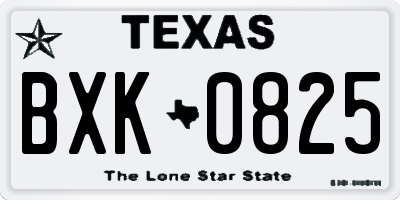 TX license plate BXK0825