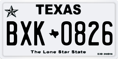 TX license plate BXK0826