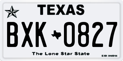 TX license plate BXK0827