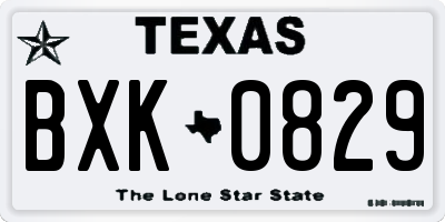 TX license plate BXK0829
