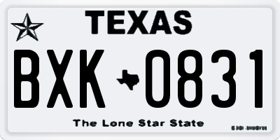 TX license plate BXK0831