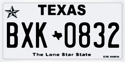TX license plate BXK0832