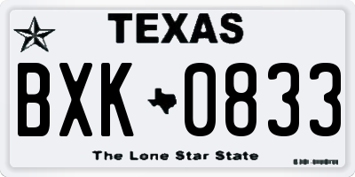 TX license plate BXK0833