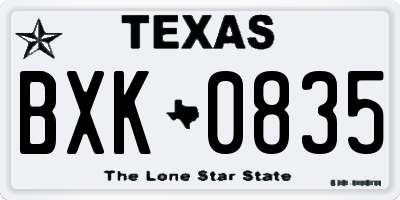 TX license plate BXK0835