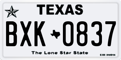 TX license plate BXK0837