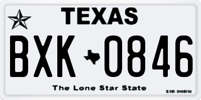 TX license plate BXK0846