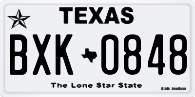 TX license plate BXK0848
