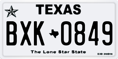 TX license plate BXK0849